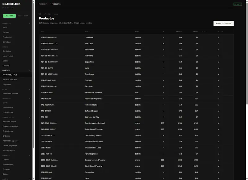 BearShark OS — PRODUCT CATALOG / SKUS